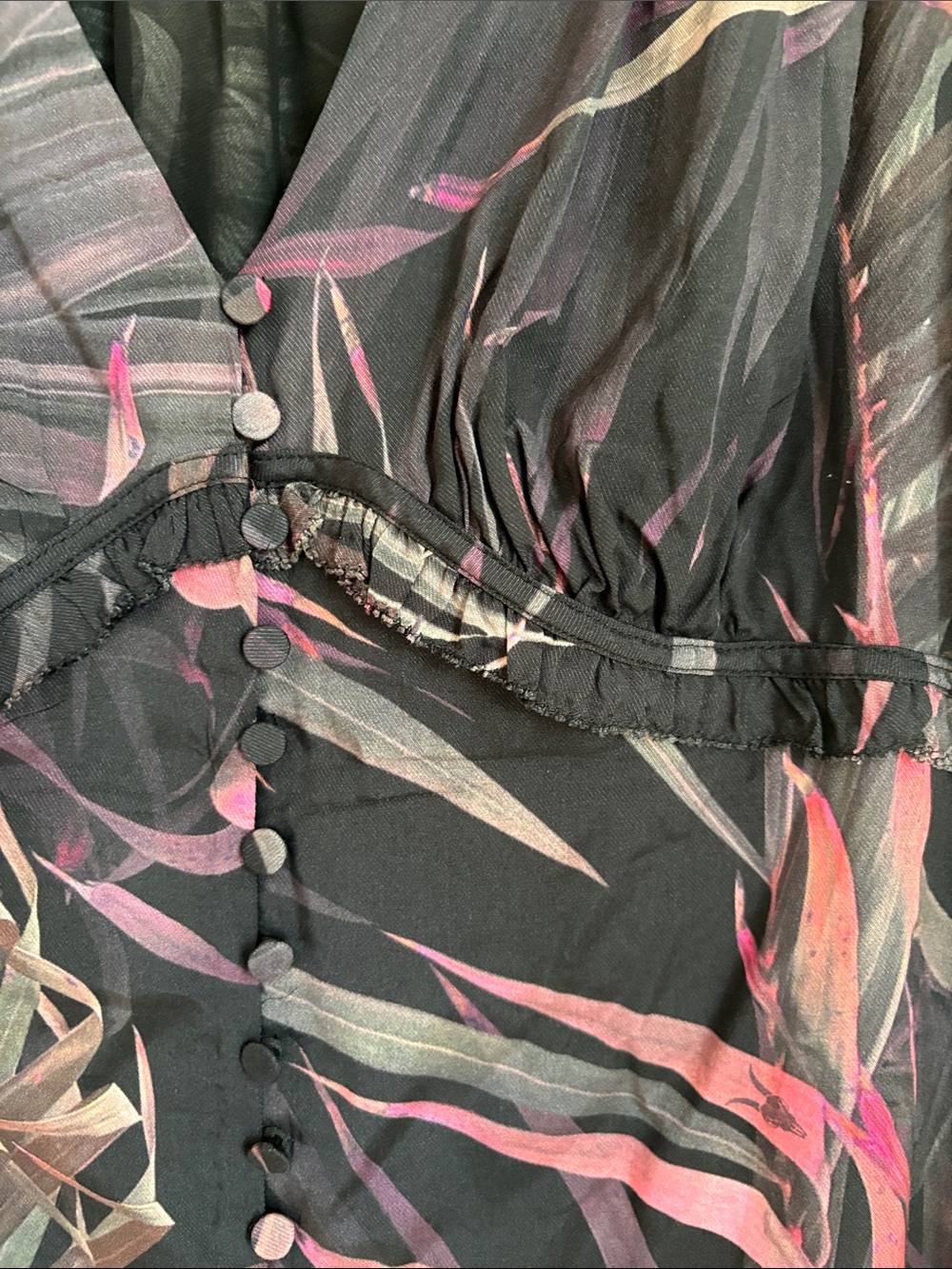 All Saints Demi Luar Black Print Mini Dress 8 - Picture 4 of 8